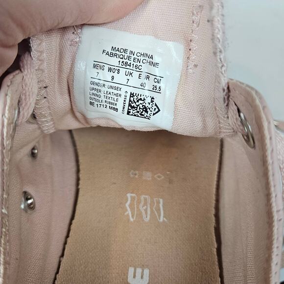 Converse All Star Pink Leather Lace Up Sneaker Men's 7 Women's 9 Pastel Goth - Picture 9 of 11
